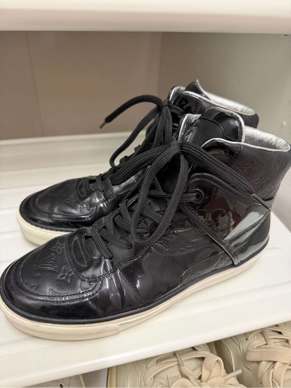 Louis Vuitton Black Leather High-Top Sneakers